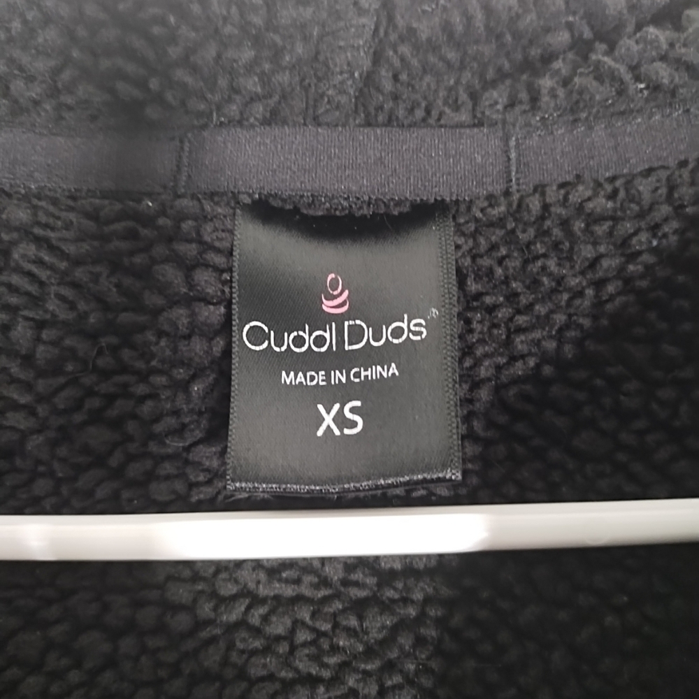 Cuddl Duds Women's XS Fleece Sherpa Snap Front Hooded Black Jacket - Picture 2 of 10